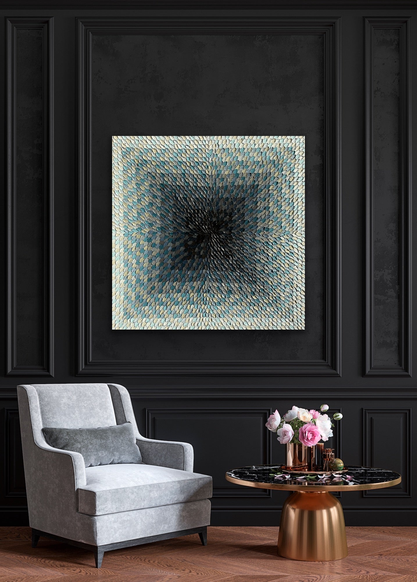 IT IS NOT ALWAYS BALCK AND WHITE II I 91x91 cm acrylic on canvas original painting