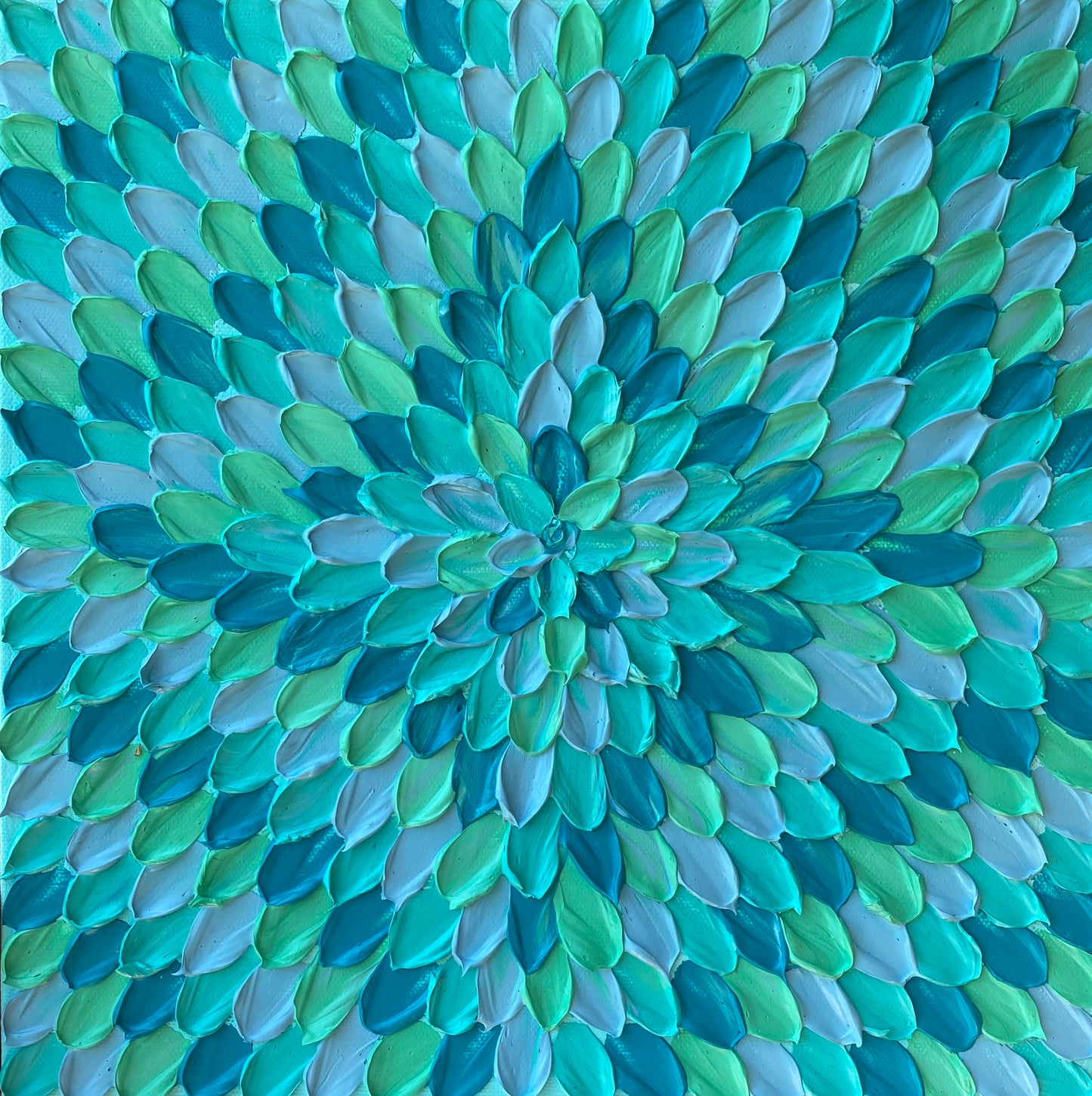 UN-TEAL WE MEET AGAIN 30.5x30.5 cm acrylic on canvas original painting