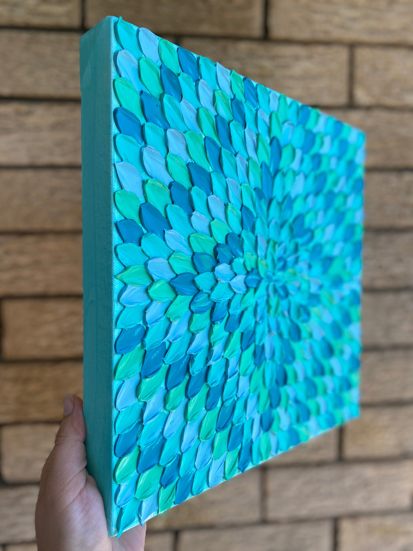 UN-TEAL WE MEET AGAIN 30.5x30.5 cm acrylic on canvas original painting