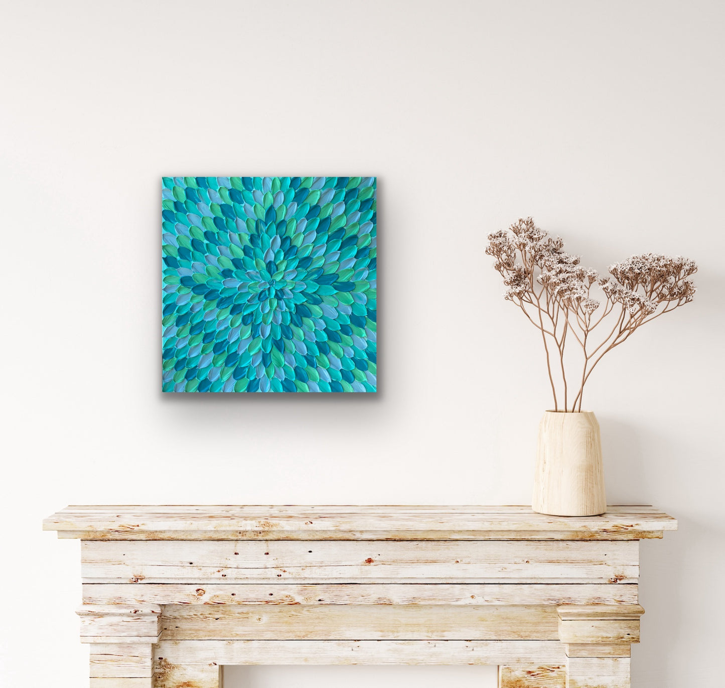 UN-TEAL WE MEET AGAIN 30.5x30.5 cm acrylic on canvas original painting