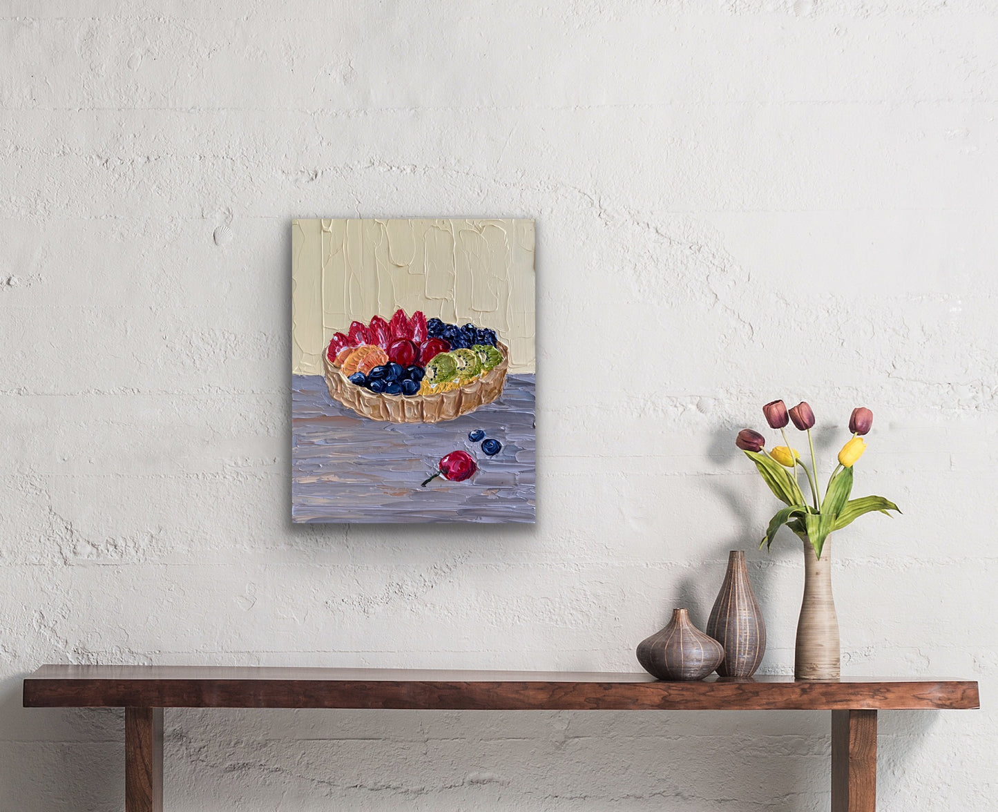FRUIT TART 20.4x25.4 cm acrylic on wood original painting