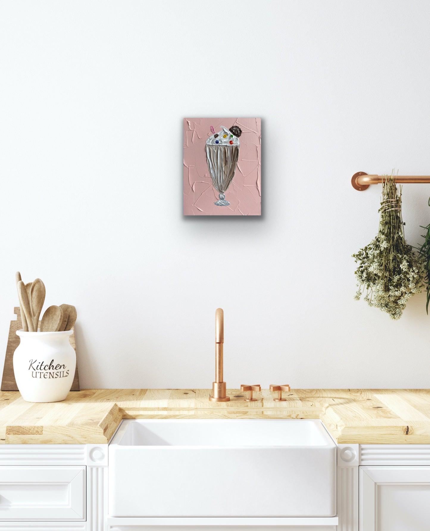 CHOCOLATE MILKSHAKE ON PINK 20.4x25.4 cm acrylic on canvas original painting