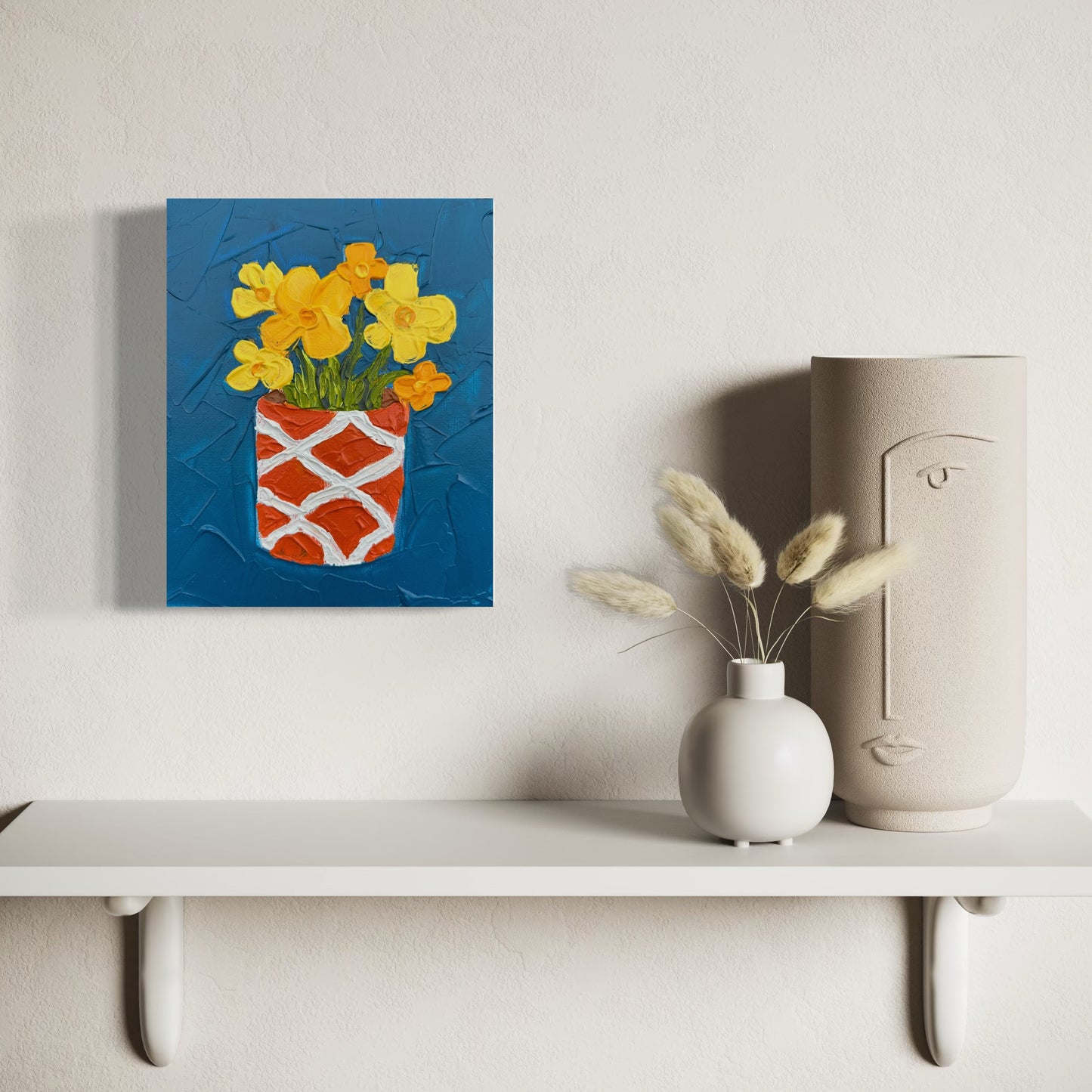 YELLOW FLOWERS 20x25.4 cm acrylic on canvas original painting