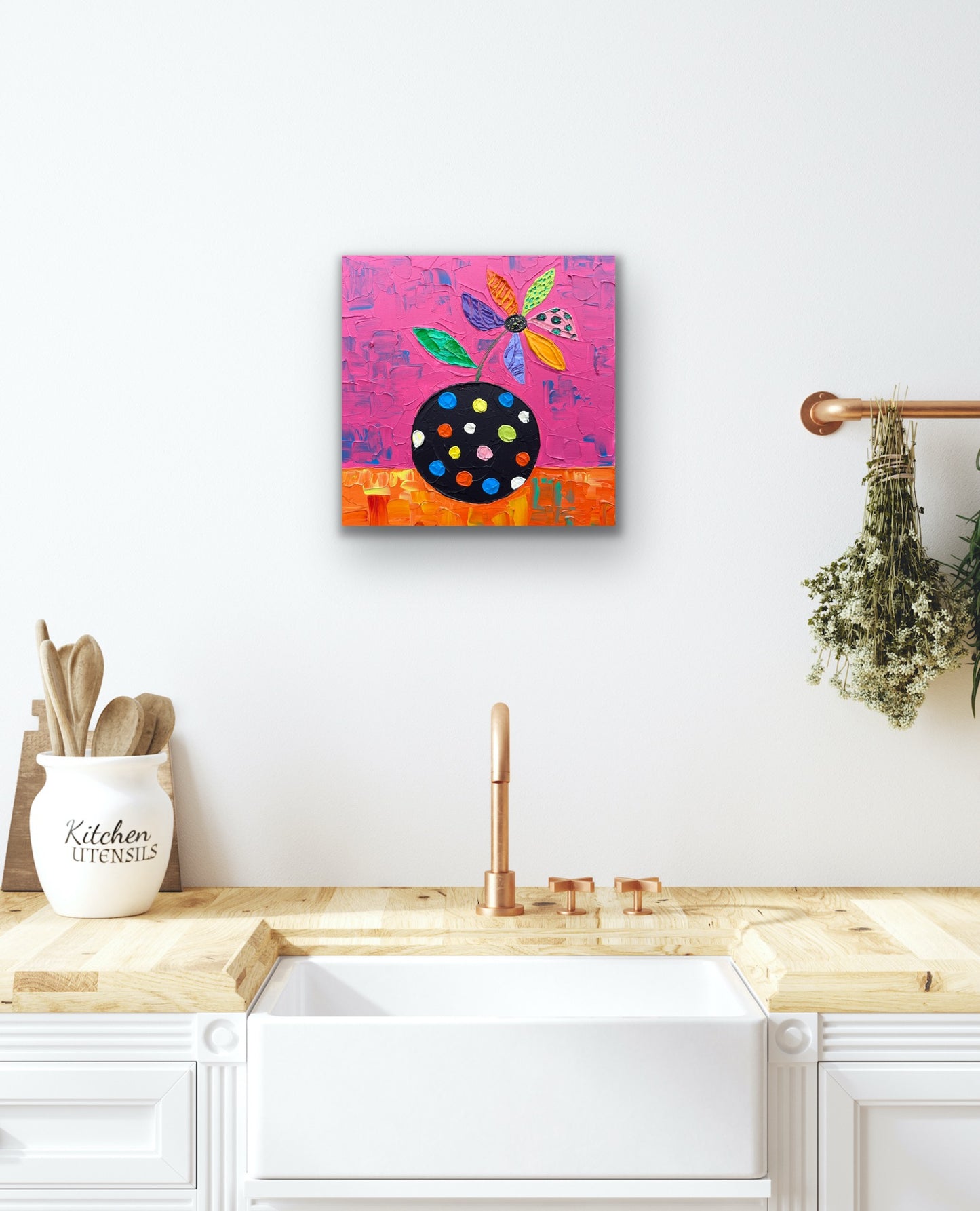 POLKA DOT STILL LIFE 30.5x30.5 cm acrylic on canvas original painting