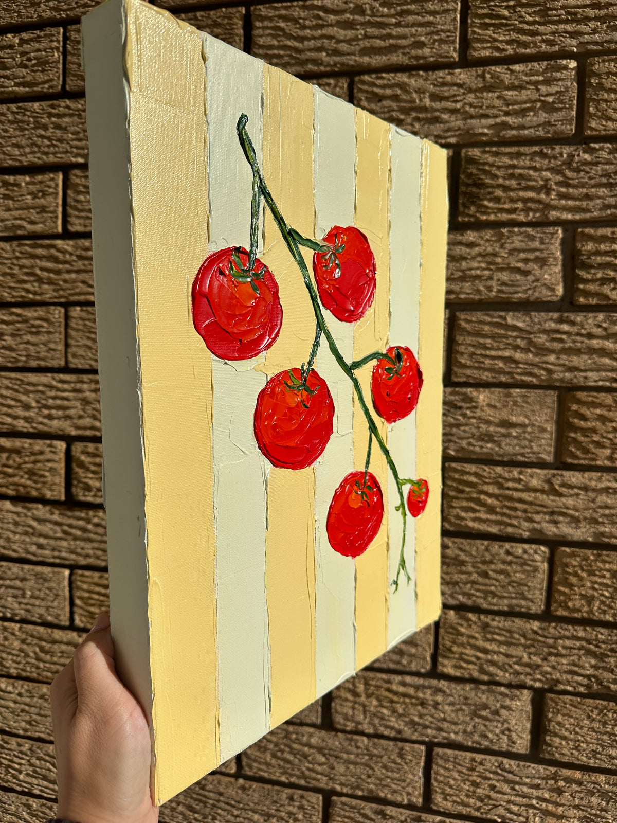SUNLIT TOMATOES 31x41 cm acrylic on canvas original painting