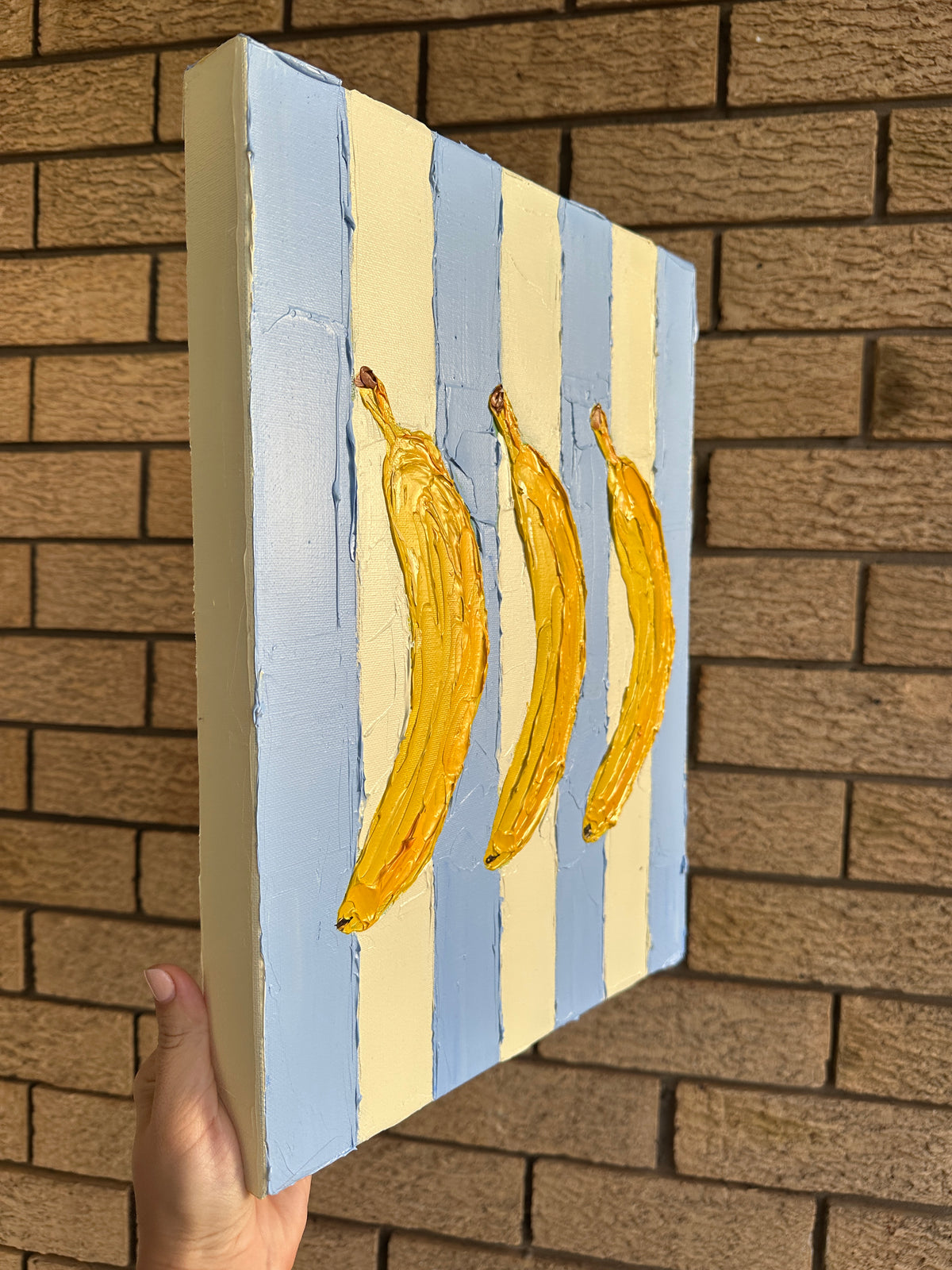 THREE BANANAS 31x41 cm acrylic on canvas original painting