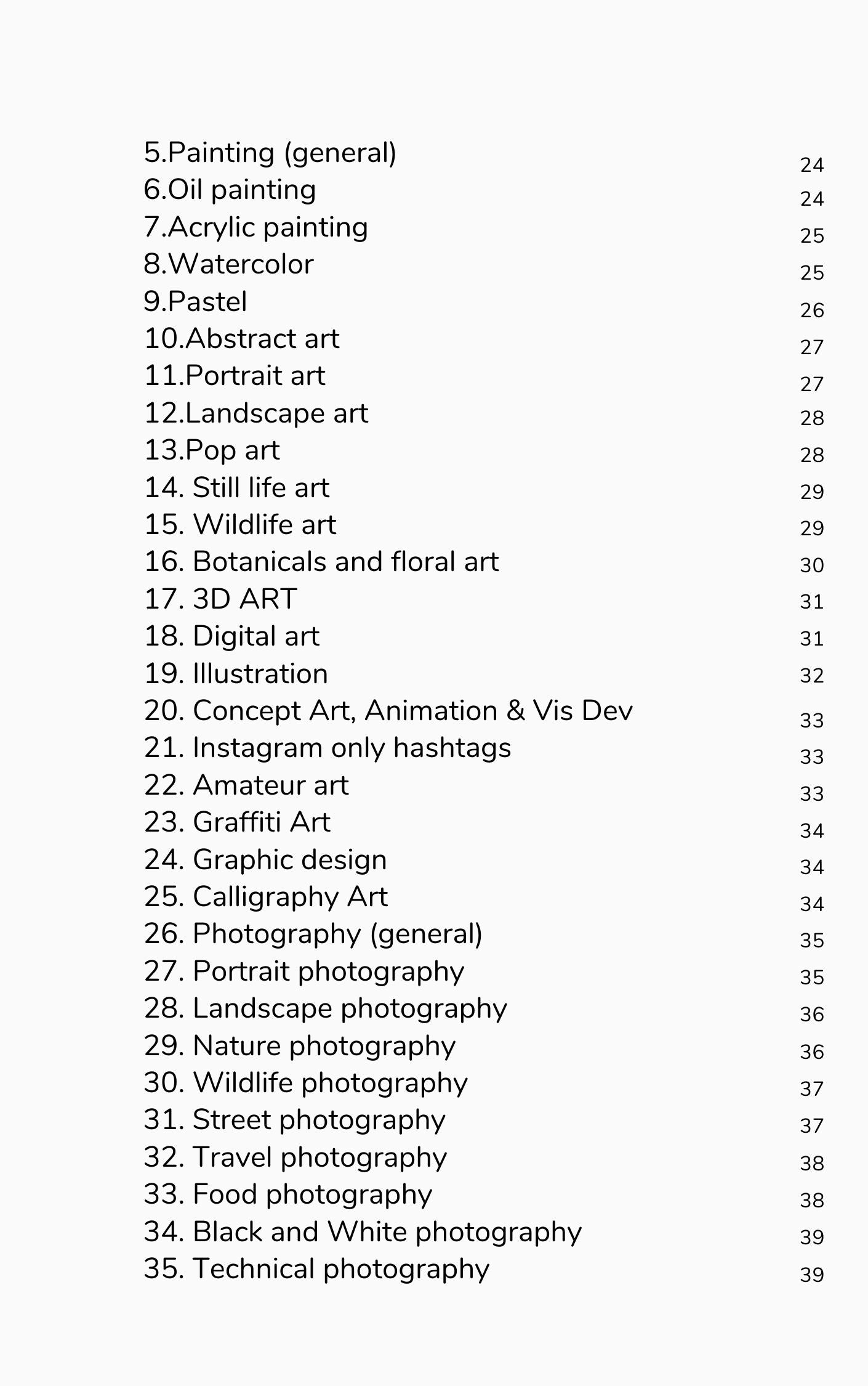 Hashtags for artists. Guide for artists. E-book