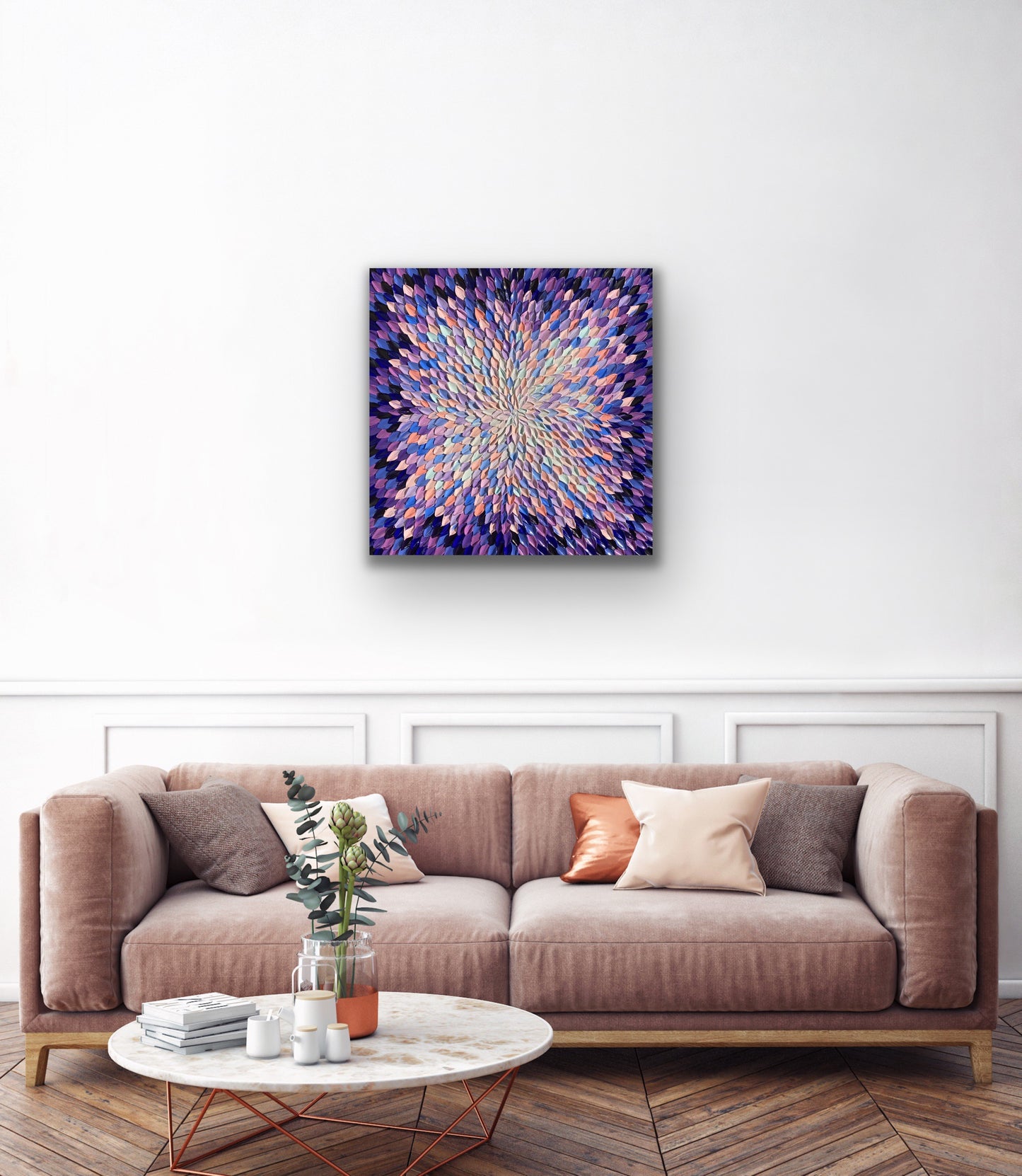 COLORS OF COTTON CANDY 76x76 cm acrylic on canvas original painting