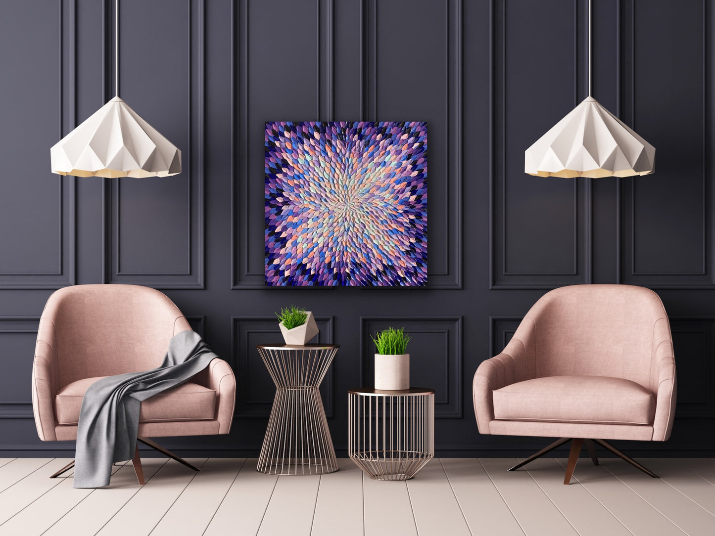 COLORS OF COTTON CANDY 76x76 cm acrylic on canvas original painting