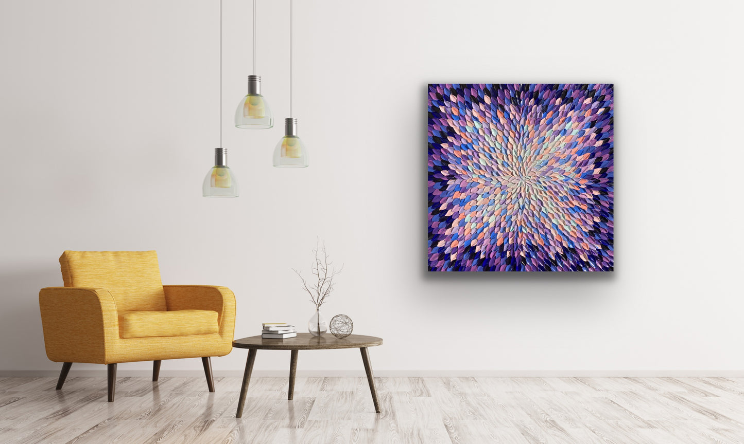 COLORS OF COTTON CANDY 76x76 cm acrylic on canvas original painting
