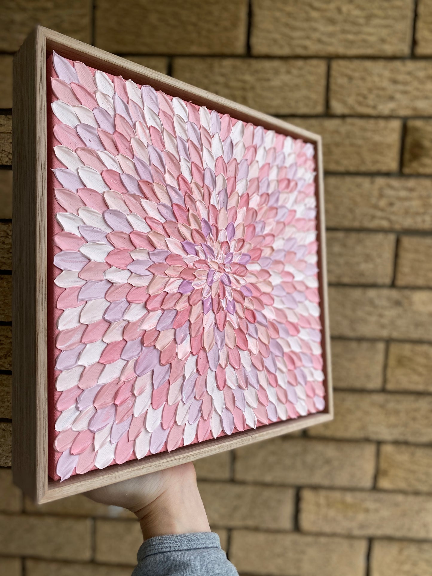 PINK HAZE 33x33 cm acrylic on canvas original painting FRAMED