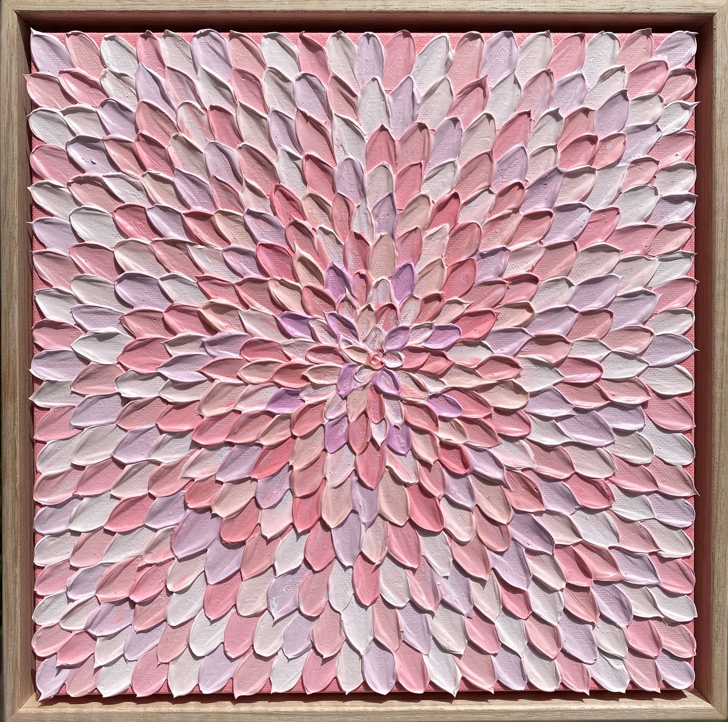PINK HAZE 33x33 cm acrylic on canvas original painting FRAMED