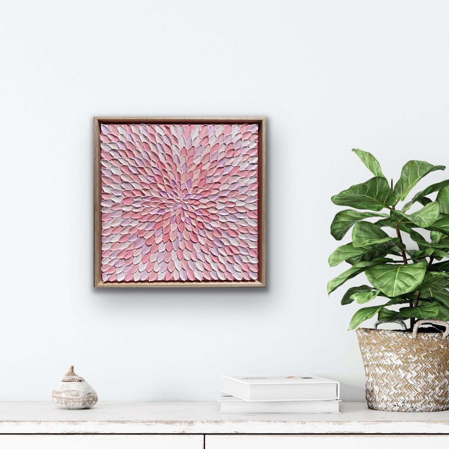 PINK HAZE 33x33 cm acrylic on canvas original painting FRAMED