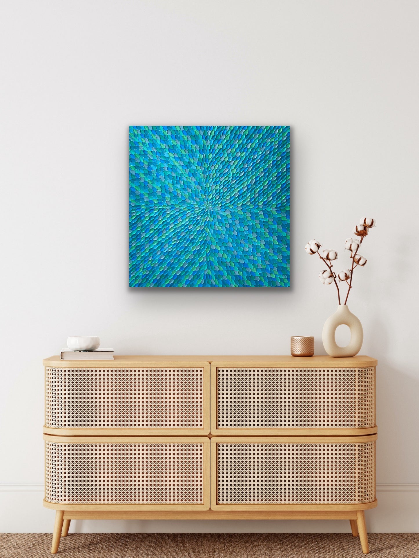 TURQUOISE DREAMS (NIGHT) I 76x76 cm acrylic on canvas original painting