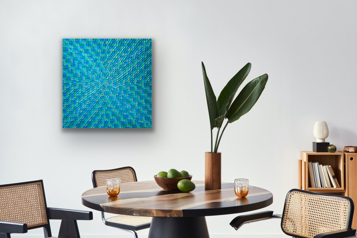 TURQUOISE DREAMS (NIGHT) I 76x76 cm acrylic on canvas original painting