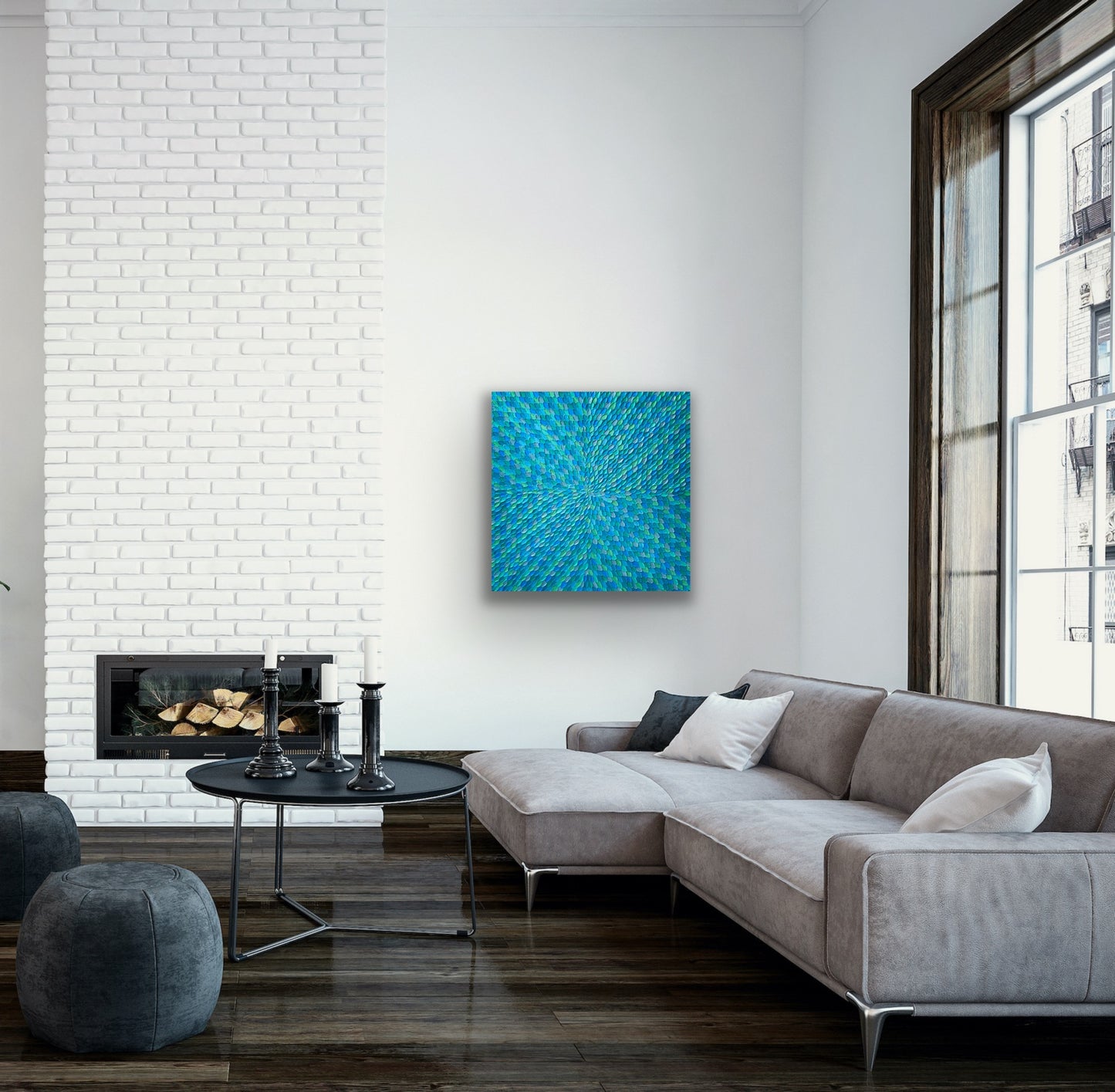 TURQUOISE DREAMS (NIGHT) I 76x76 cm acrylic on canvas original painting