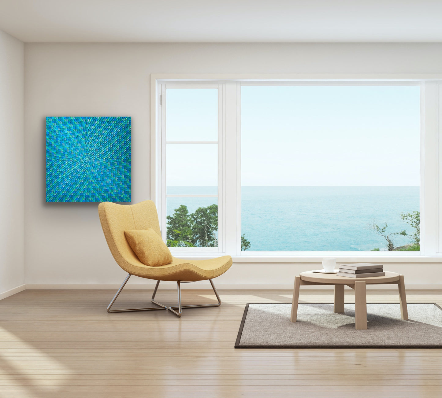 TURQUOISE DREAMS (NIGHT) I 76x76 cm acrylic on canvas original painting