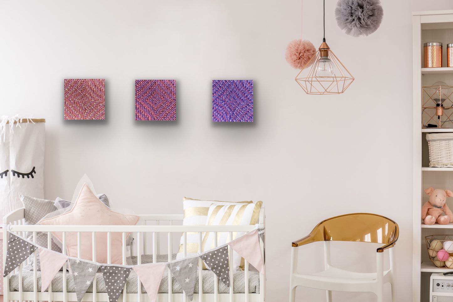PAINT ME IN PINK (SET OF 3) 75x25 cm acrylic on canvas original paintings