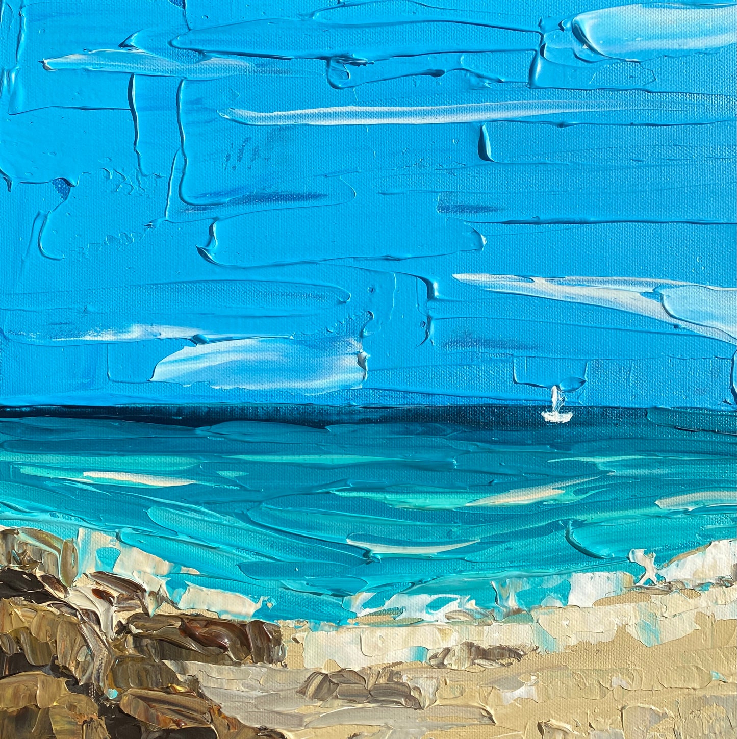 LONELY BOAT 30.5x30.5 cm acrylic on canvas original painting