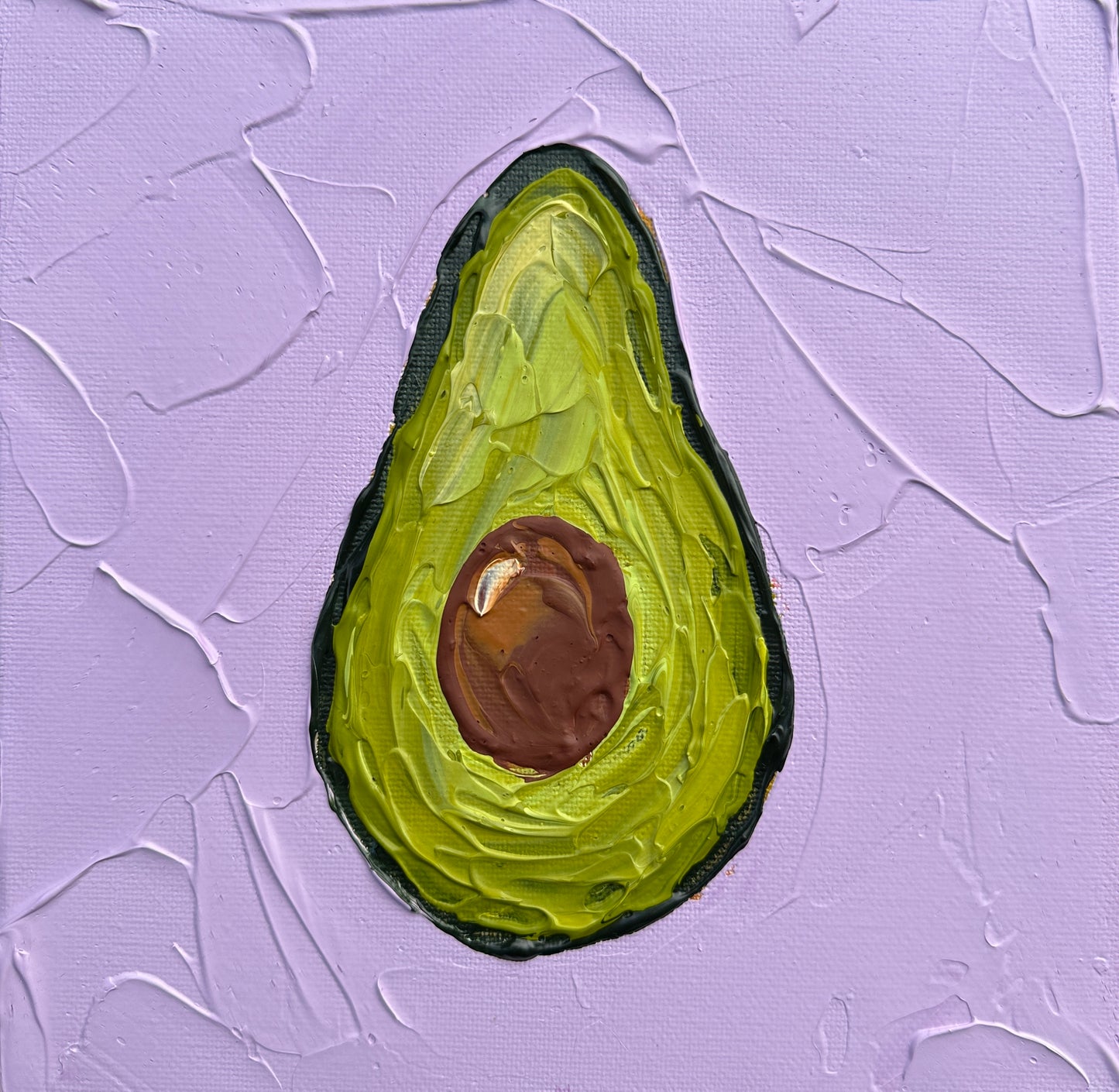 Illustration of an avocado on a textured purple background