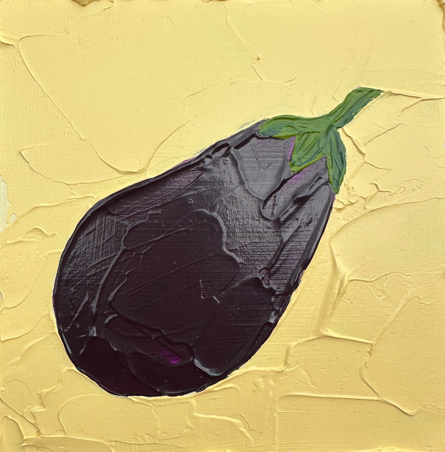 Illustration of an eggplant on a textured beige background
