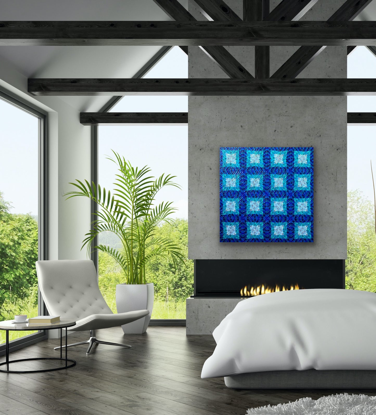 BLUE KALEIDOSCOPE I I 91x91 cm acrylic on canvas original painting