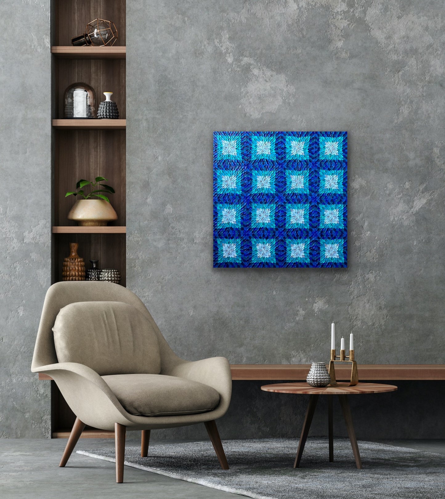 BLUE KALEIDOSCOPE I I 91x91 cm acrylic on canvas original painting