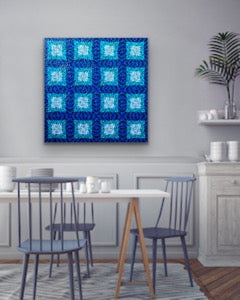 BLUE KALEIDOSCOPE I I 91x91 cm acrylic on canvas original painting