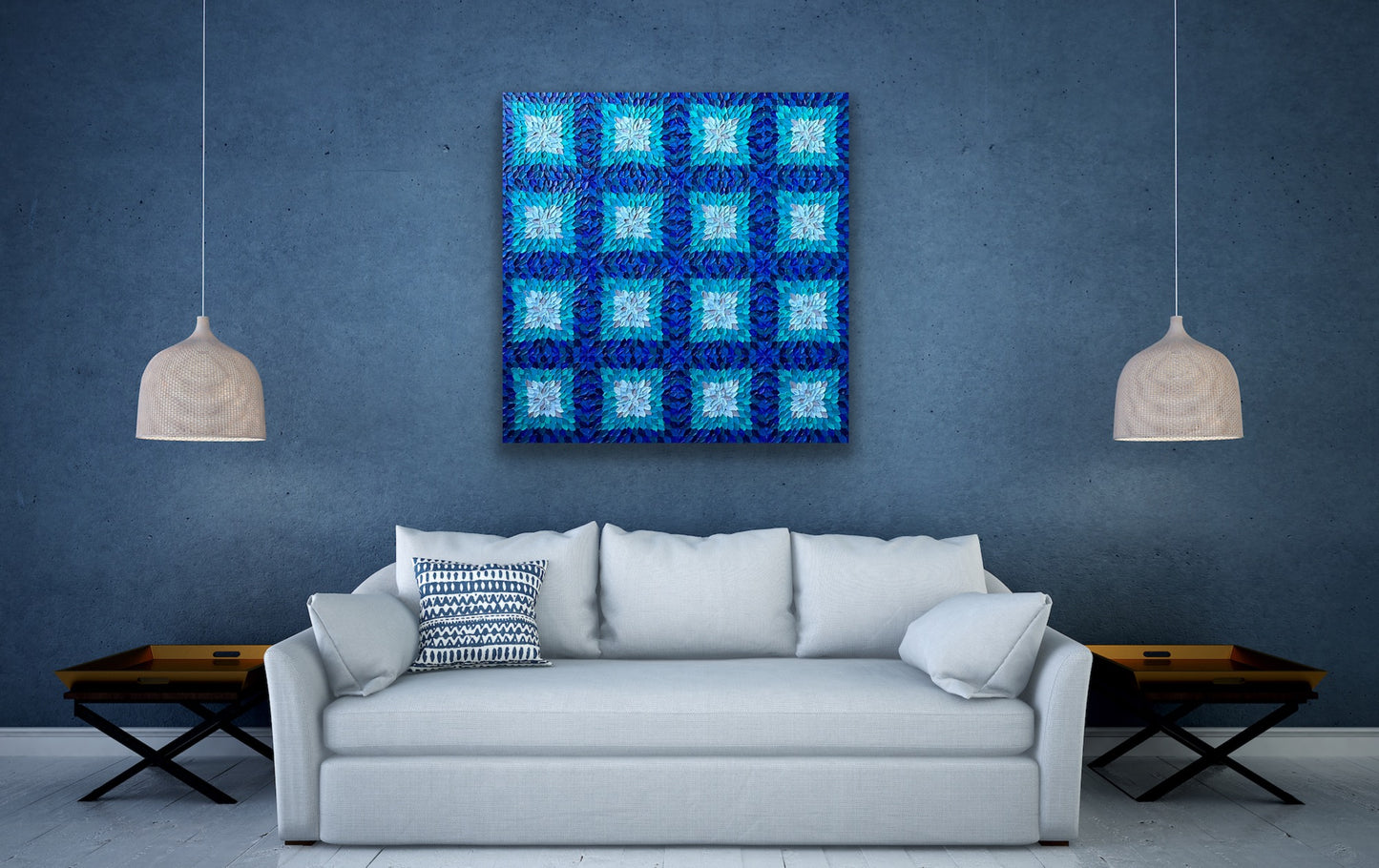 BLUE KALEIDOSCOPE I I 91x91 cm acrylic on canvas original painting