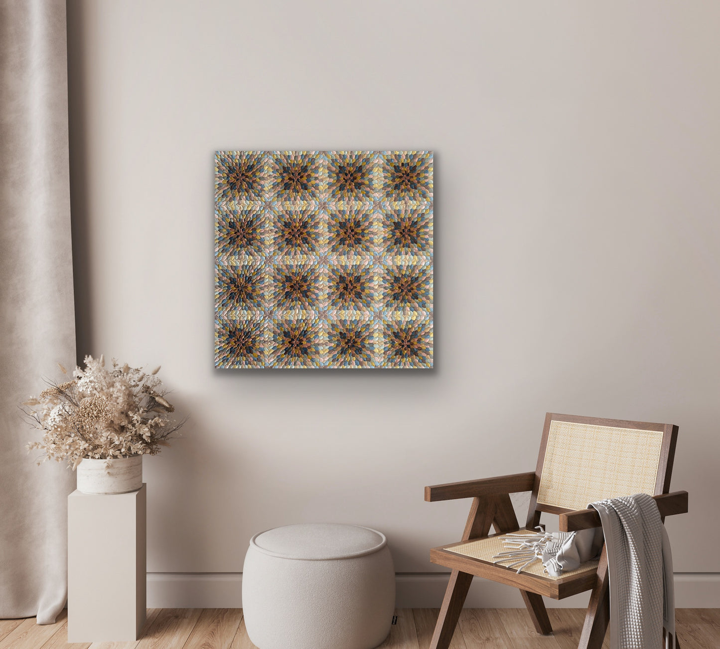 BEIGE KALEIDOSCOPE I I 76x76 cm acrylic on canvas original painting