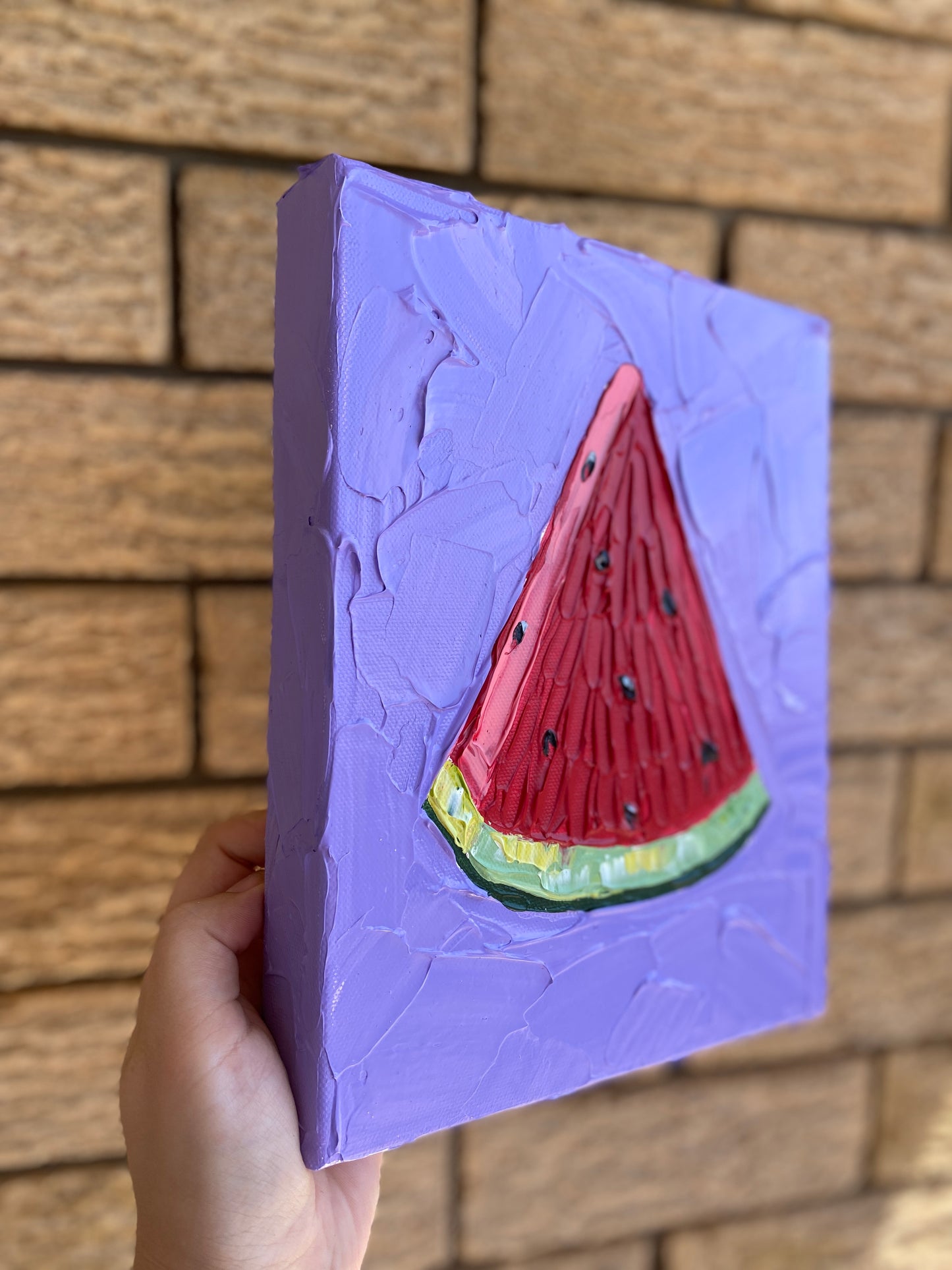 WATERMELON SLICE (VIOLET) 20.4x25.4 cm acrylic on canvas original painting
