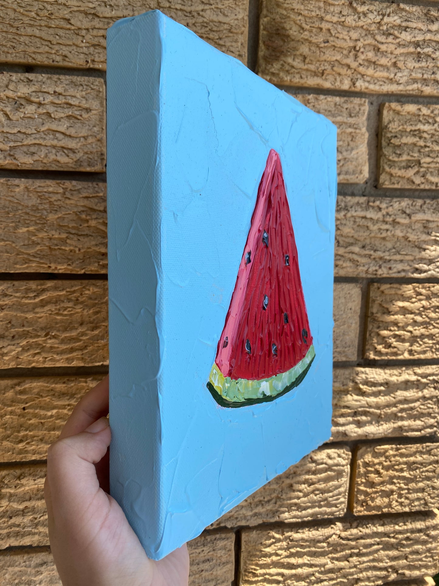 WATERMELON SLICE (BLUE) 20.4x25.4 cm acrylic on canvas original painting