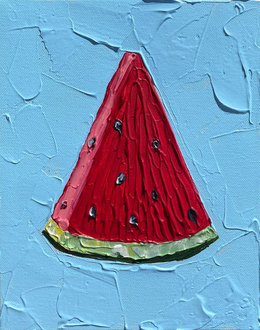 WATERMELON SLICE (BLUE) 20.4x25.4 cm acrylic on canvas original painting