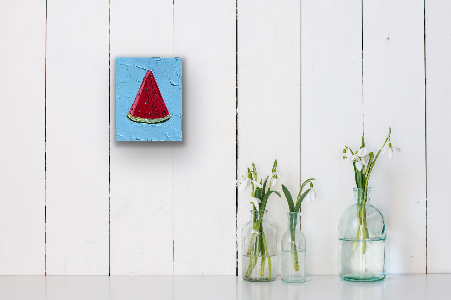 WATERMELON SLICE (BLUE) 20.4x25.4 cm acrylic on canvas original painting