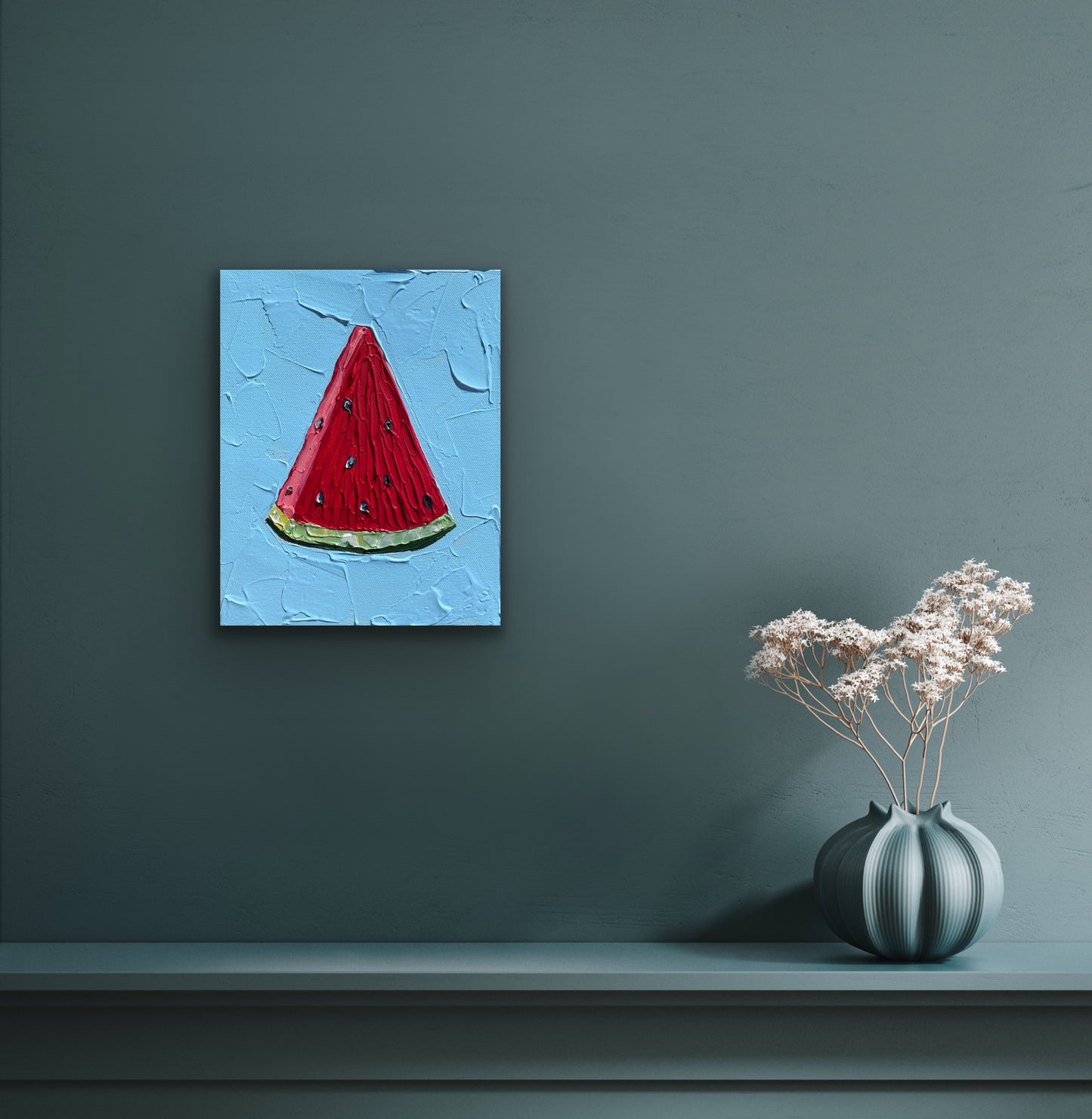 WATERMELON SLICE (BLUE) 20.4x25.4 cm acrylic on canvas original painting