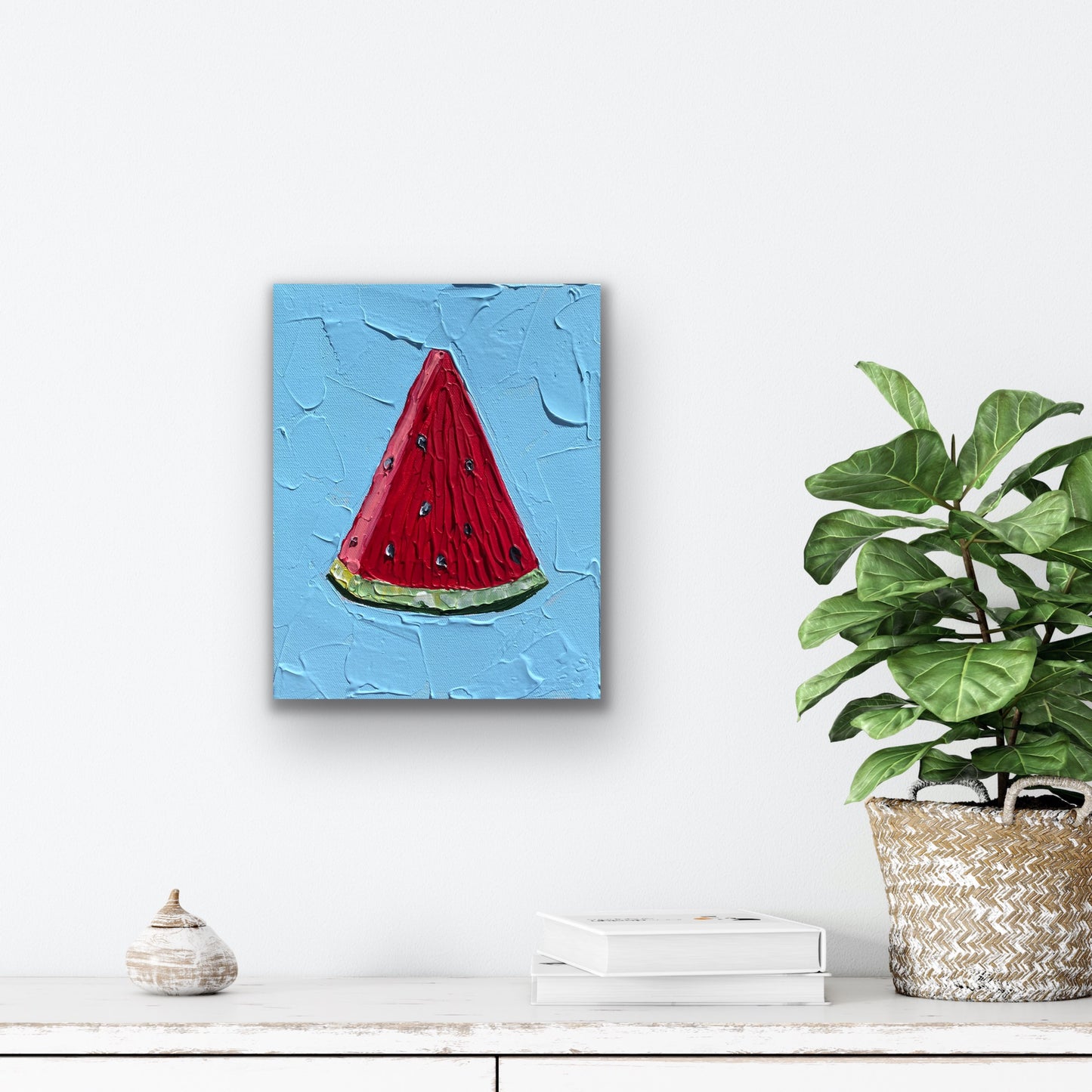 WATERMELON SLICE (BLUE) 20.4x25.4 cm acrylic on canvas original painting