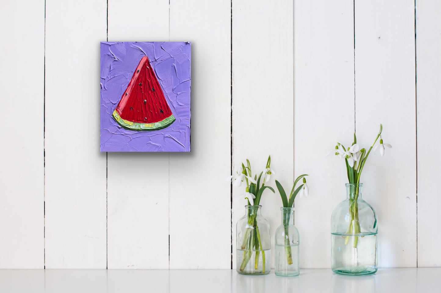 WATERMELON SLICE (VIOLET) 20.4x25.4 cm acrylic on canvas original painting