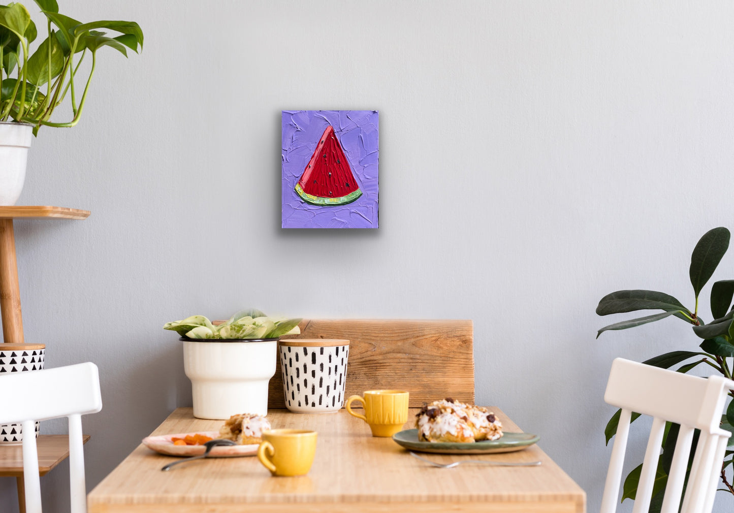 WATERMELON SLICE (VIOLET) 20.4x25.4 cm acrylic on canvas original painting