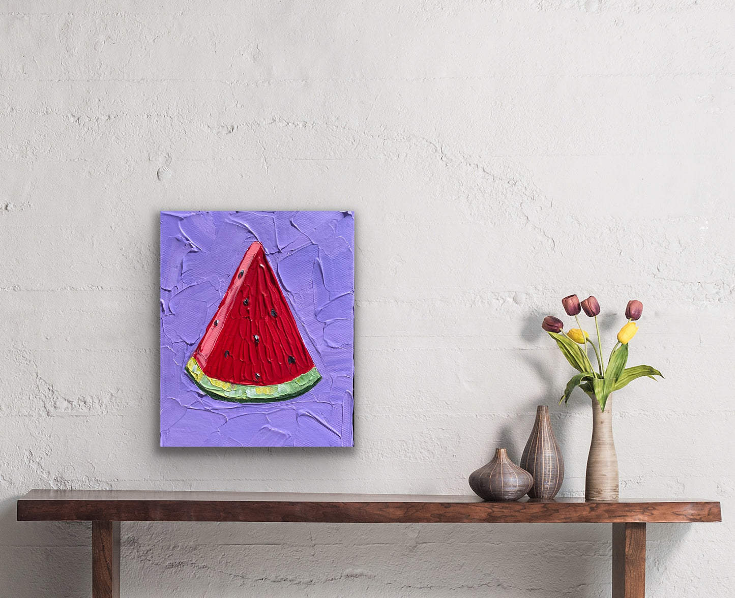 WATERMELON SLICE (VIOLET) 20.4x25.4 cm acrylic on canvas original painting
