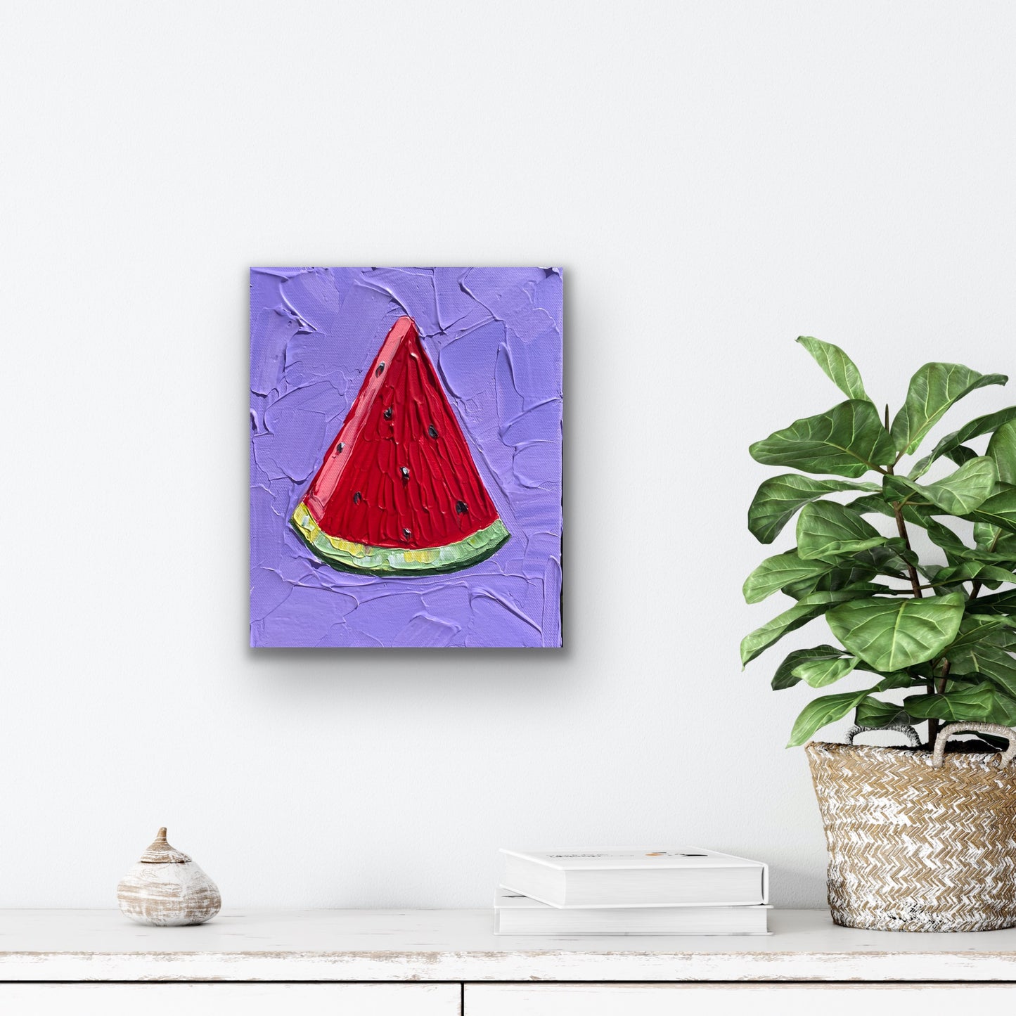WATERMELON SLICE (VIOLET) 20.4x25.4 cm acrylic on canvas original painting