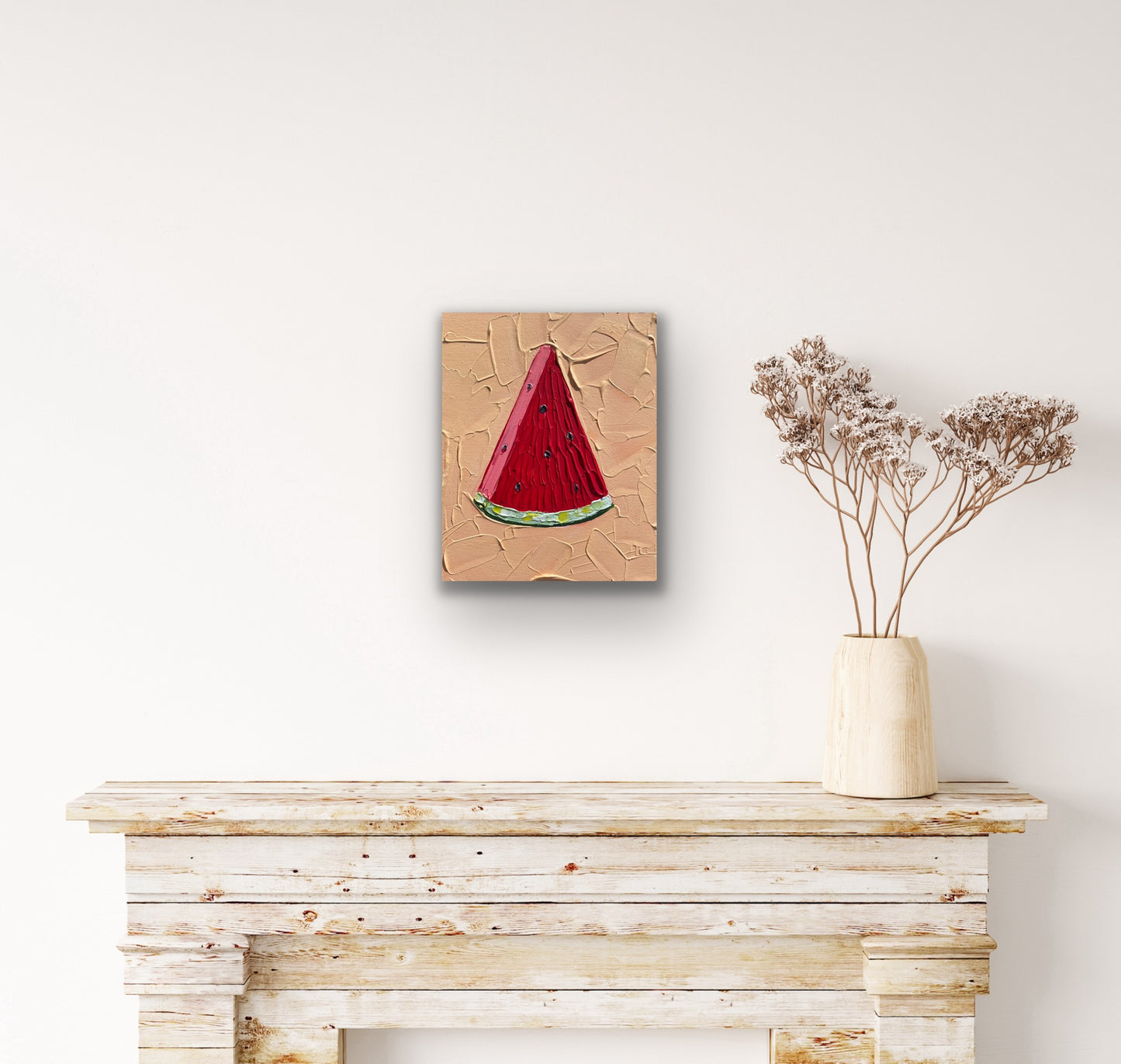 WATERMELON SLICE (ORANGE) 20.4x25.4 cm acrylic on canvas original painting