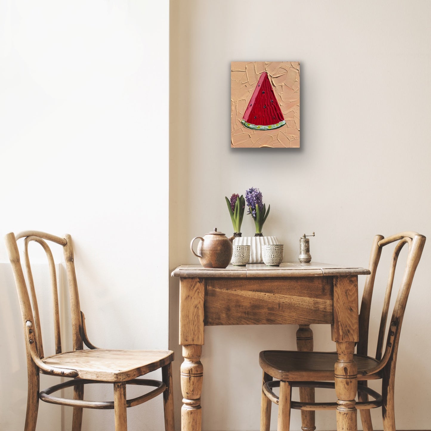 WATERMELON SLICE (ORANGE) 20.4x25.4 cm acrylic on canvas original painting
