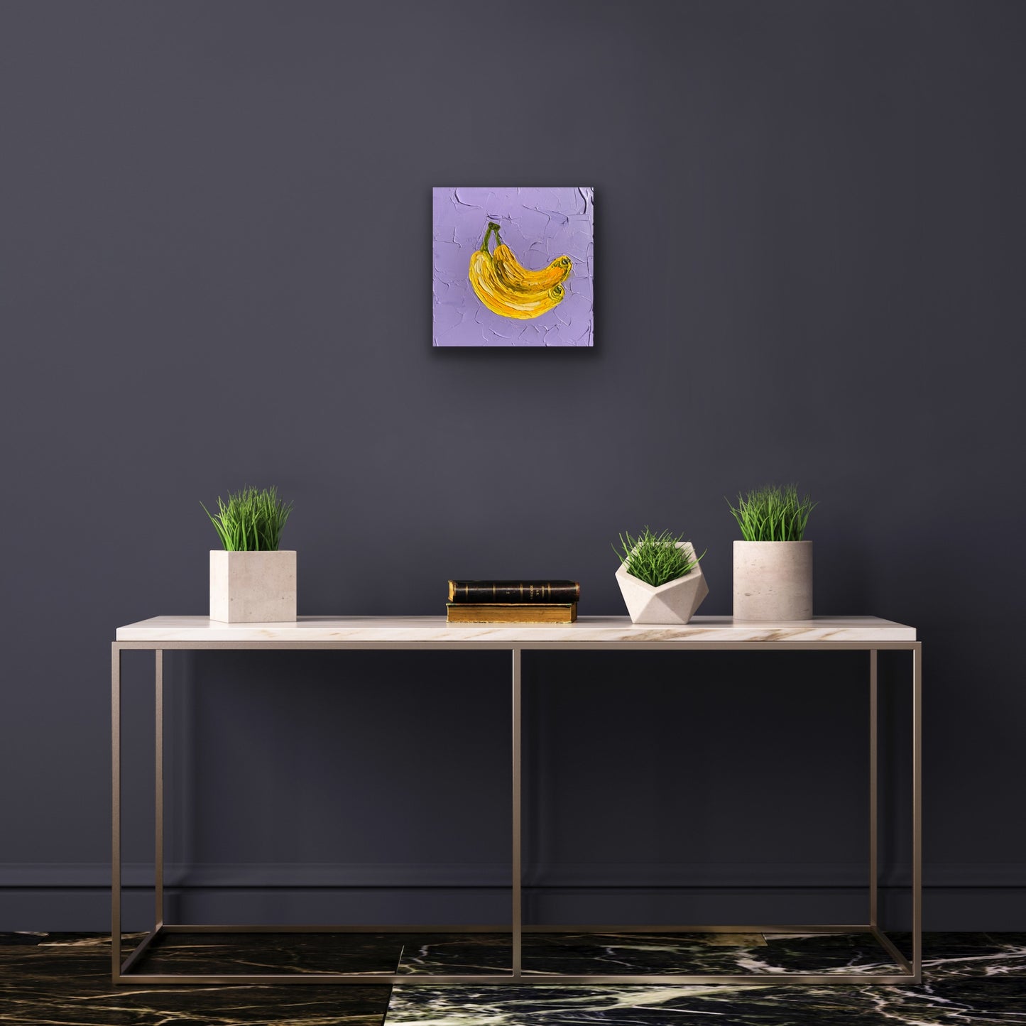 BANANAS ON VIOLET 30.5x30.5 cm acrylic on canvas original painting