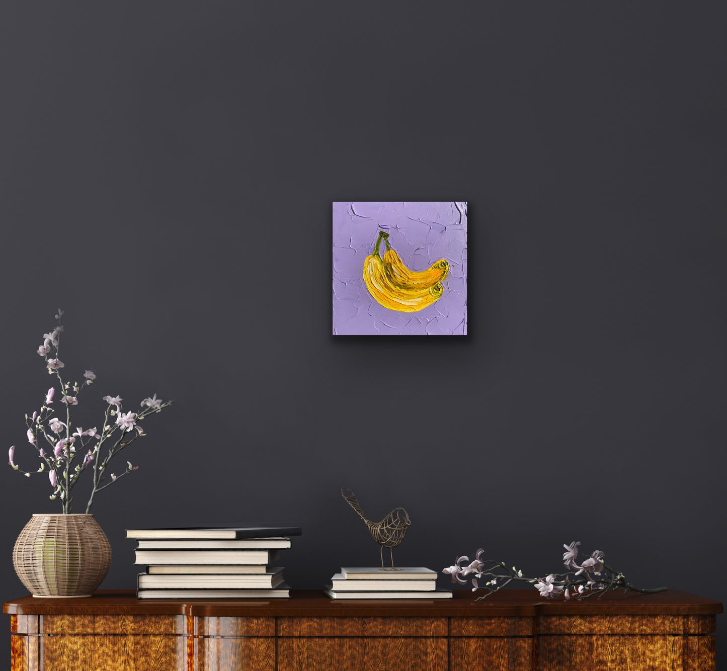 BANANAS ON VIOLET 30.5x30.5 cm acrylic on canvas original painting