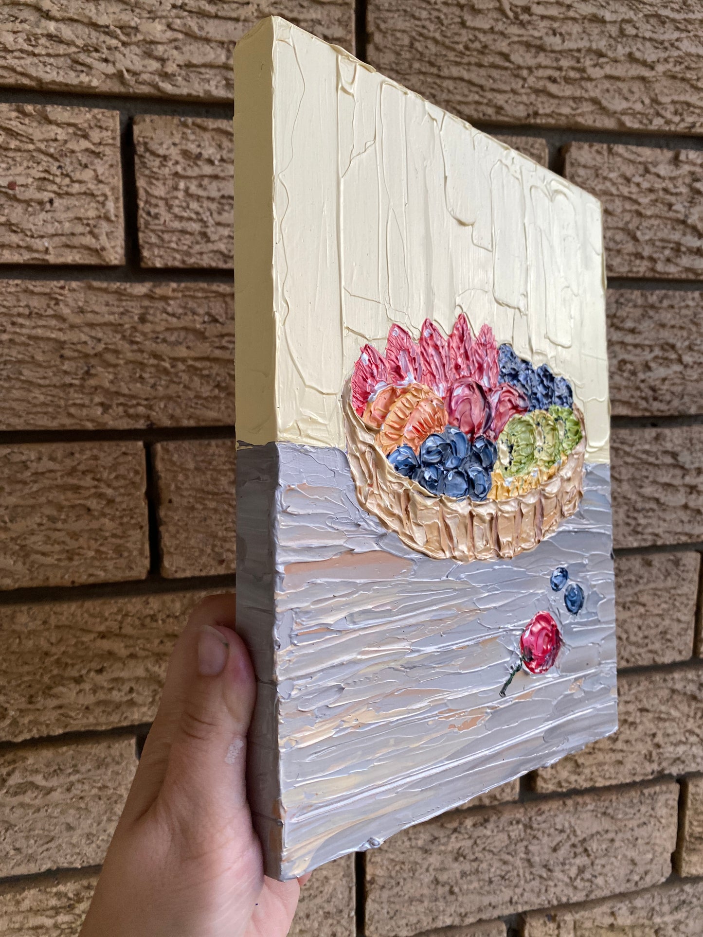FRUIT TART 20.4x25.4 cm acrylic on wood original painting
