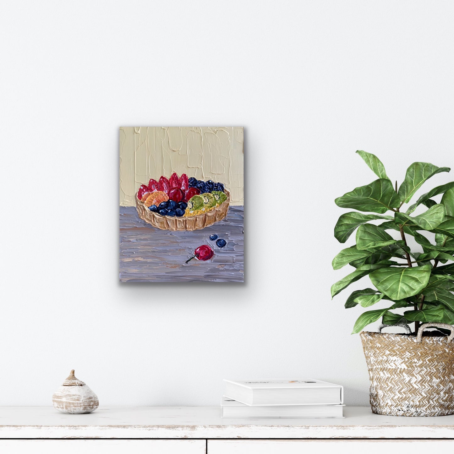 FRUIT TART 20.4x25.4 cm acrylic on wood original painting