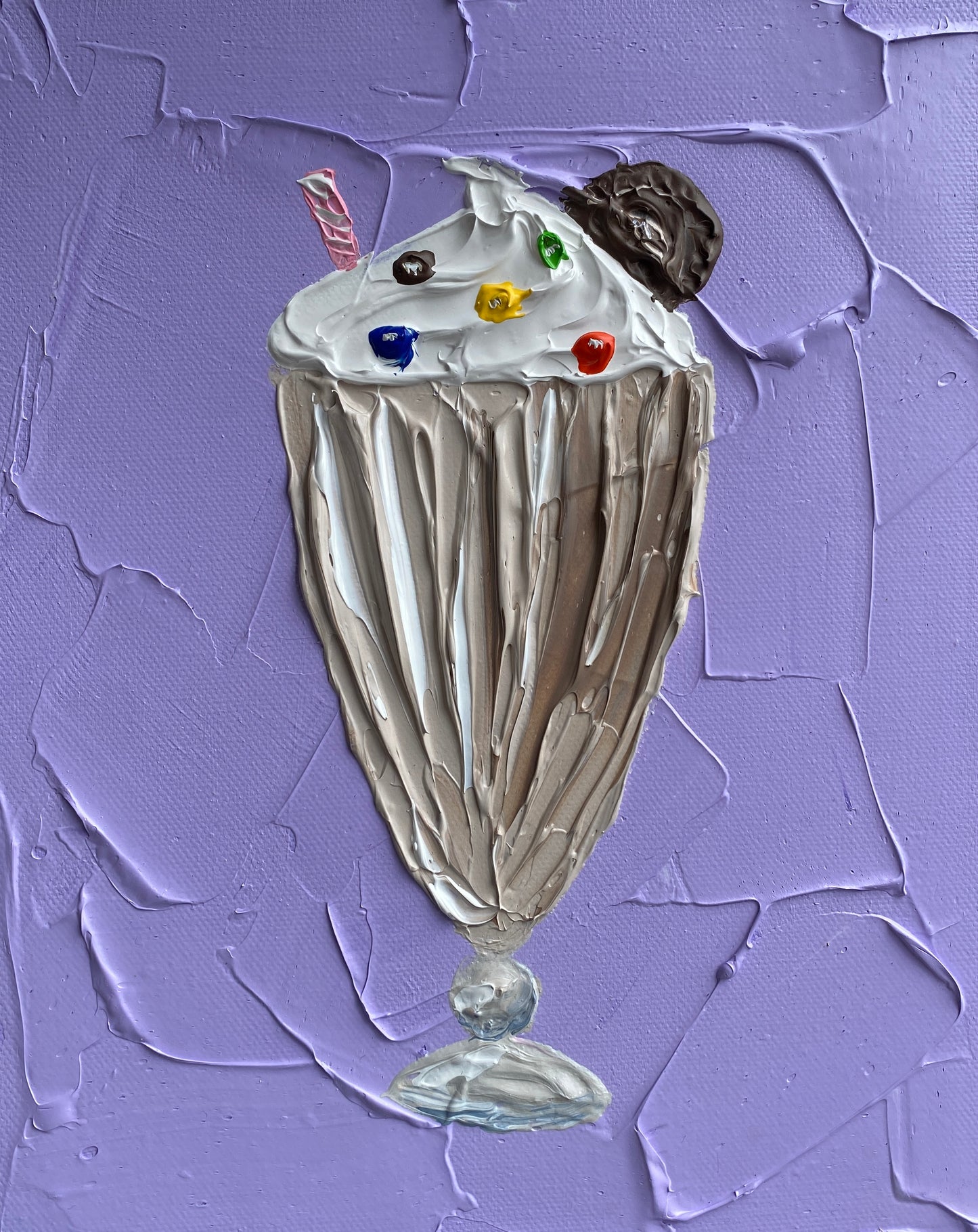 CHOCOLATE MILKSHAKE ON PURPLE 20.4x25.4 cm acrylic on canvas original painting
