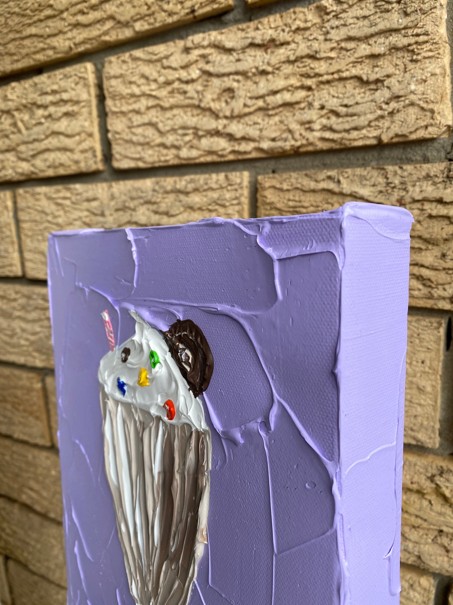 CHOCOLATE MILKSHAKE ON PURPLE 20.4x25.4 cm acrylic on canvas original painting