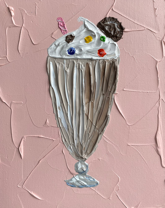 CHOCOLATE MILKSHAKE ON PINK 20.4x25.4 cm acrylic on canvas original painting