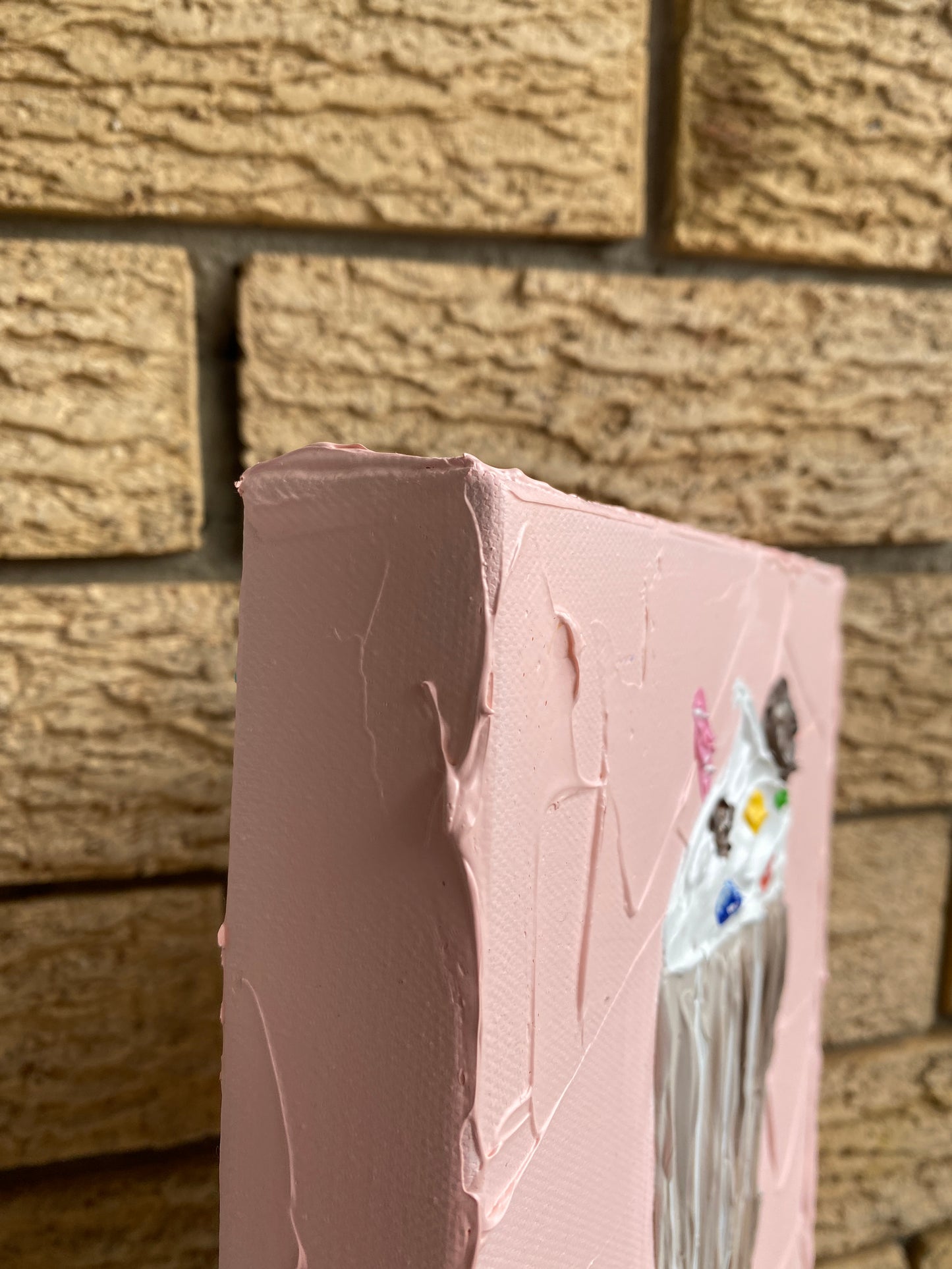 CHOCOLATE MILKSHAKE ON PINK 20.4x25.4 cm acrylic on canvas original painting